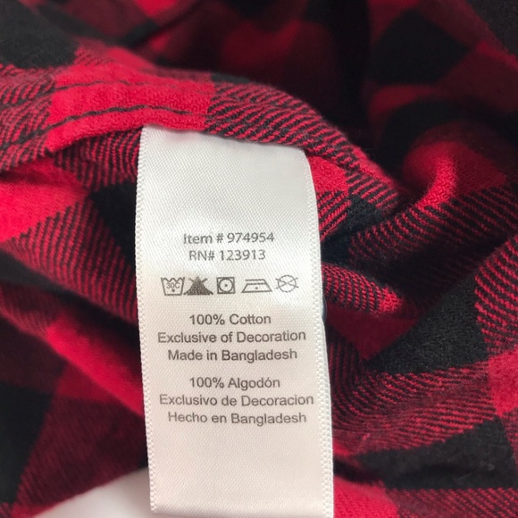 JACHS Red Black Plaid 100% Heavy Cotton Flannel Button Front Shirt - Picture 13 of 13